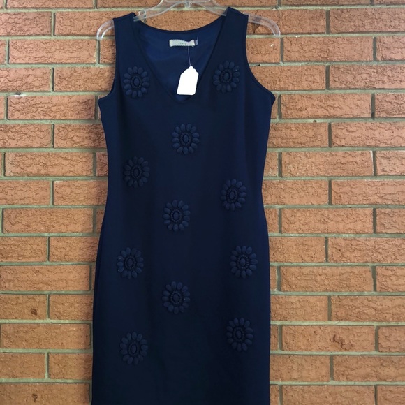 💙CLUNY💙SLEEVELESS NAVY BEADED DRESS💙 - Picture 4 of 8